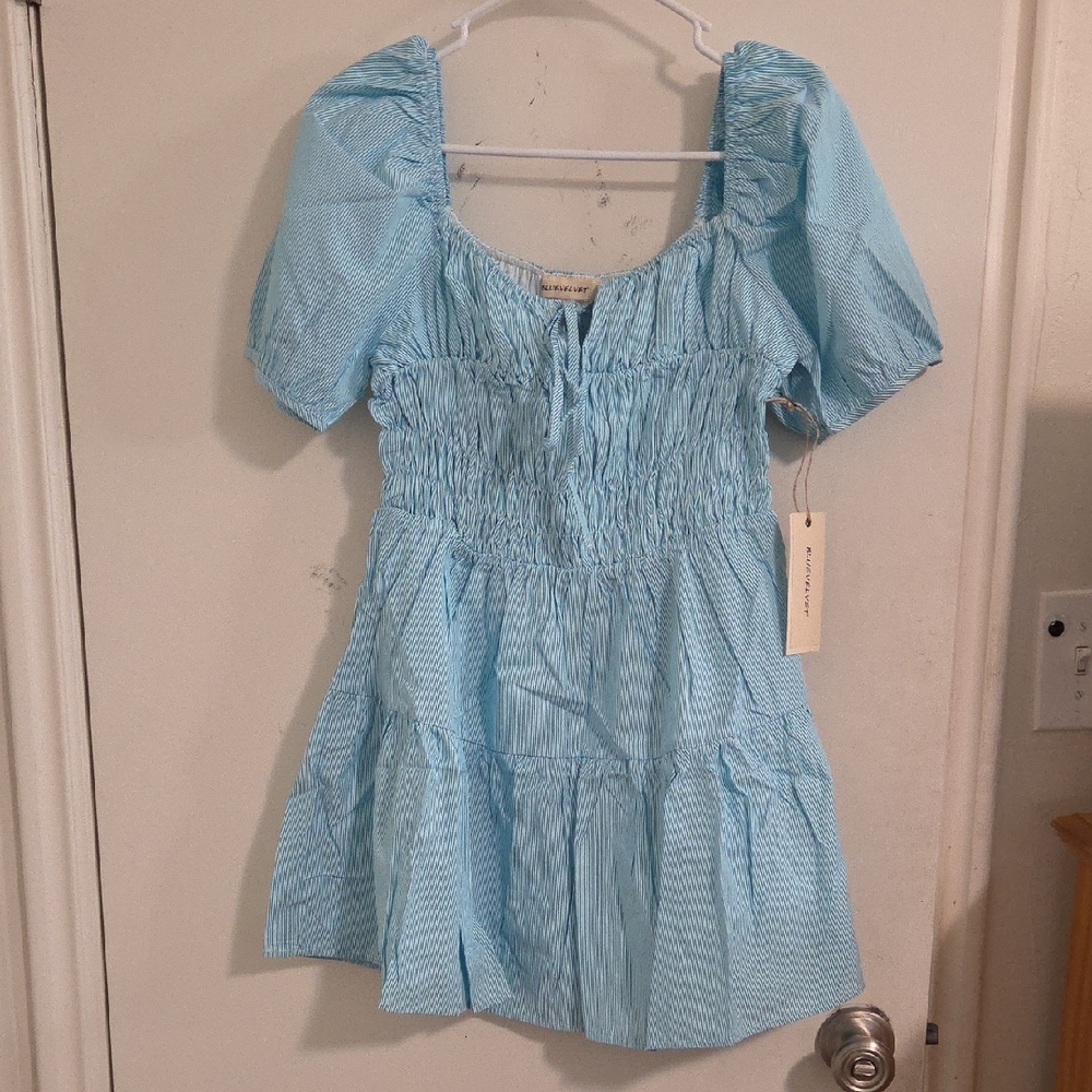 Velvet Striped Blue and White Top